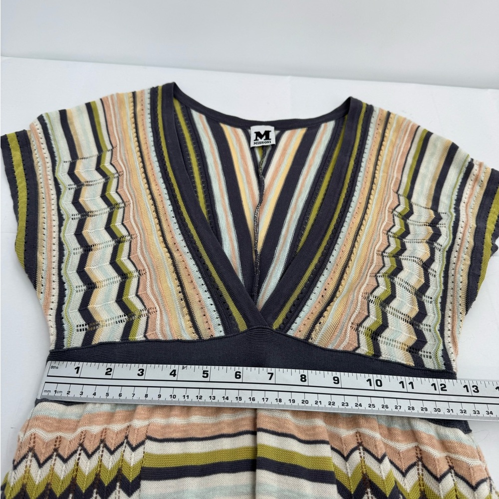 M Missoni Knit Dress Size USA 8 w Liner Deep V-Neck Short Sleeve - Picture 7 of 12